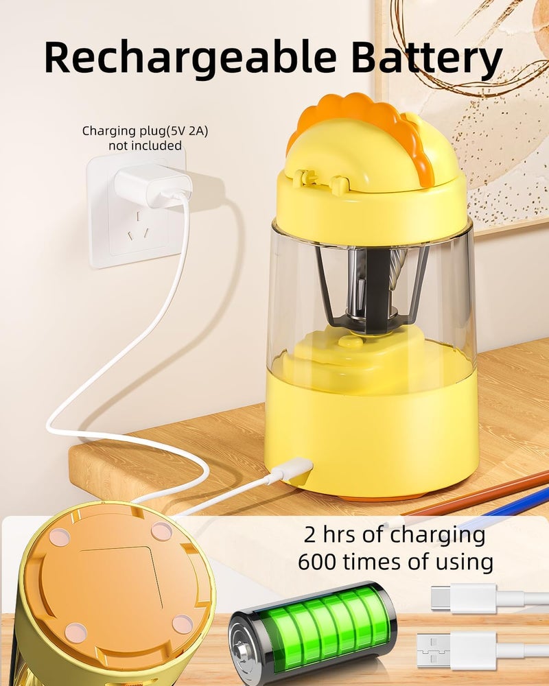Zmol Electric Pencil Sharpeners, Lion Pencil Sharpener for Colored Pencils, Auto Stop, Kids Portable Pencil Sharpener for Rechargeable Battery Operated No.2/(6-8mm), Home/Classroom/Office - Image 5